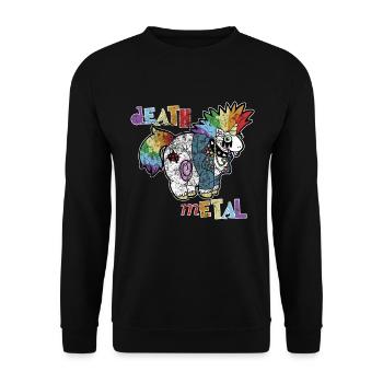Death Metal Einhorn Musik Metal Head Rocker Heavy - Unisex Pullover - Schwarz - Vorne - Alina (178cm) & Michal (187cm)