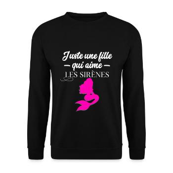 Juste une fille qui aime les sirènes - Sweat-shirt Unisexe - noir - Devant - Alina (178cm) & Michal (187cm)