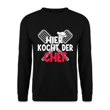 Hier Kocht Der Chef - Unisex Pullover - Schwarz - Vorne - Alina (178cm) & Michal (187cm)