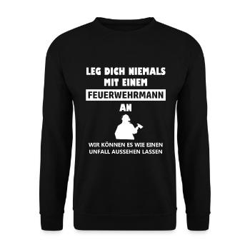 Feuerwehr Feuerwehrmann Spruch - Unisex Pullover - Schwarz - Vorne - Alina (178cm) & Michal (187cm)