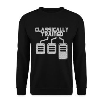 Manuelle Gangschaltung Knüppelschaltung - Unisex Pullover - Schwarz - Vorne - Alina (178cm) & Michal (187cm)