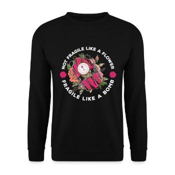 Nicht zerbrechlich wie eine Blume, sondern eine - Unisex Pullover - Schwarz - Vorne - Alina (178cm) & Michal (187cm)
