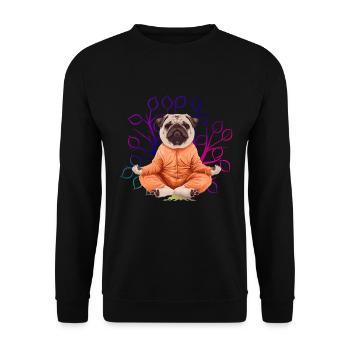 Pug Meditates Lotus Tree of Life Meditation - Unisex Sweatshirt - black - Front - Alina (178cm) & Michal (187cm)