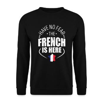 Habe keine Angst der Franzose ist da - Unisex Pullover - Schwarz - Vorne - Alina (178cm) & Michal (187cm)