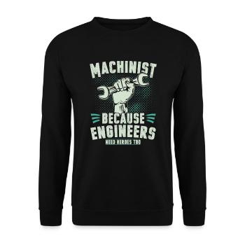 Machinist hero - Unisex Sweatshirt - black - Front - Alina (178cm) & Michal (187cm)