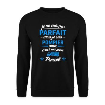 pas parfait pompier - Sweat-shirt Unisexe - noir - Devant - Alina (178cm) & Michal (187cm)