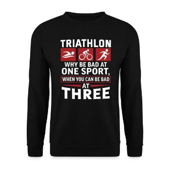 triathlon funny t shirt for triathlete - Unisex Sweatshirt - black - Front - Alina (178cm) & Michal (187cm)