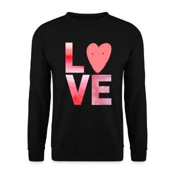 Love Herz Kawaii - Unisex Pullover - Schwarz - Vorne - Alina (178cm) & Michal (187cm)