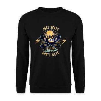 Just Skate Don't Hate Skull - Unisex Sweatshirt - black - Front - Alina (178cm) & Michal (187cm)