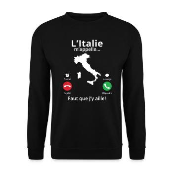 L'italie m'appelle faut que j'y aille! - Sweat-shirt Unisexe - noir - Devant - Alina (178cm) & Michal (187cm)