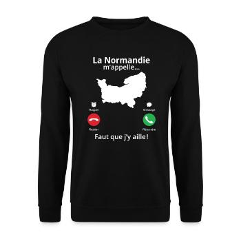 La Normandie m'appelle faut que j'y aille! - Sweat-shirt Unisexe - noir - Devant - Alina (178cm) & Michal (187cm)