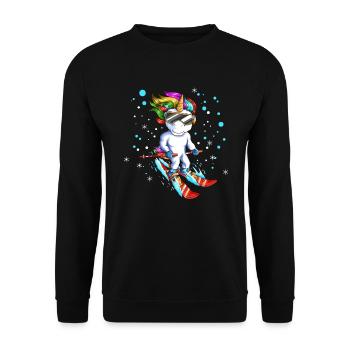 Vacances au ski Voyage Snowboard Licorne Conte de fées - Sweat-shirt Unisexe - noir - Devant - Alina (178cm) & Michal (187cm)