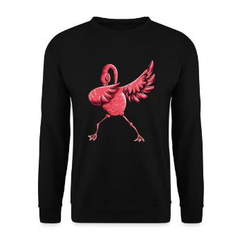Dabbing pink flamingo dab funny bird motif - Unisex Sweatshirt - black - Front - Alina (178cm) & Michal (187cm)