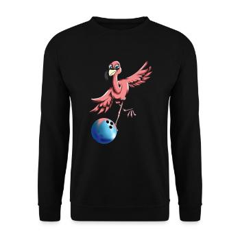 Bowling Flamingo Motif Bowling Player Bowler Fan - Unisex Sweatshirt - black - Front - Alina (178cm) & Michal (187cm)