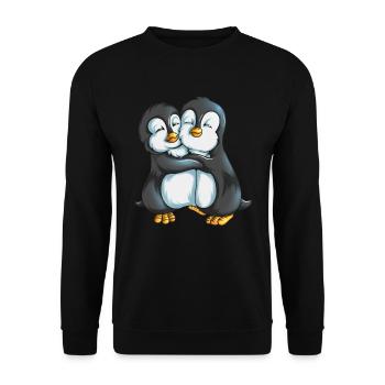 Deux manchots empereurs câlins de Nouvelle-Zélande - Sweat-shirt Unisexe - noir - Devant - Alina (178cm) & Michal (187cm)