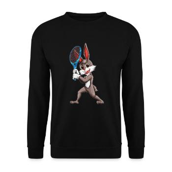 Rabbit Rabbit Tennis Sport Design Racket - Unisex Sweatshirt - black - Front - Alina (178cm) & Michal (187cm)