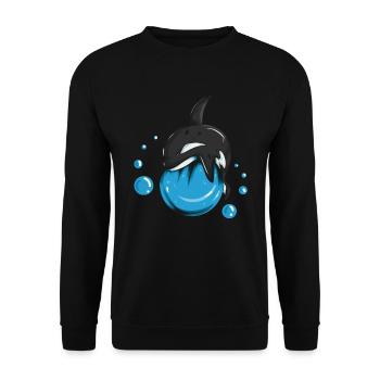 Jeu de baignade Motif baleine Mer Océan Amoureux des baleines - Sweat-shirt Unisexe - noir - Devant - Alina (178cm) & Michal (187cm)