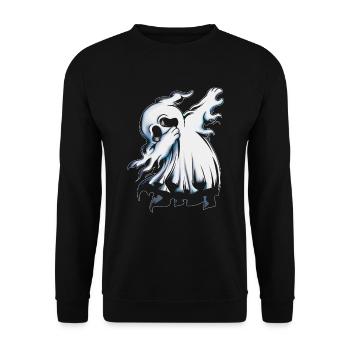 Ghost Haunts Dabbing Ghost Halloween Costume - Unisex Sweatshirt - black - Front - Alina (178cm) & Michal (187cm)