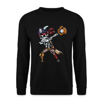 Halloween Baseball Glove Skeleton Pirate Dab - Unisex Sweatshirt - black - Front - Alina (178cm) & Michal (187cm)