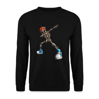 Squelette avec casquette Chapeau de baseball Chapeau Drôle Halloween - Sweat-shirt Unisexe - noir - Devant - Alina (178cm) & Michal (187cm)