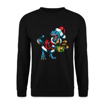 Santa Claus T-Rex Gift Package Christmas - Unisex Sweatshirt - black - Front - Alina (178cm) & Michal (187cm)