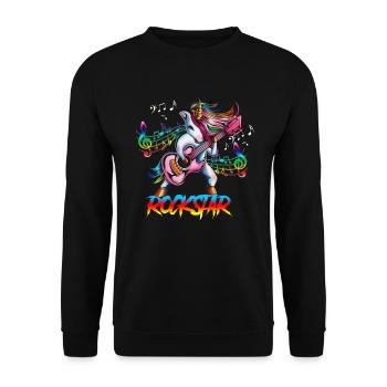 Guitarist Einhorn is a Unicorn Rock n Roll - Unisex Sweatshirt - black - Front - Alina (178cm) & Michal (187cm)