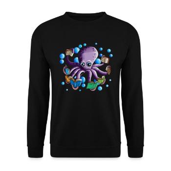 Book Books Octopus Octopus Read Books Fans - Unisex Sweatshirt - black - Front - Alina (178cm) & Michal (187cm)