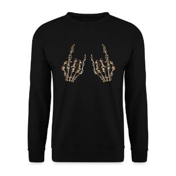 Metal Fan Music Lover Halloween Skeleton Costume - Unisex Sweatshirt - black - Front - Alina (178cm) & Michal (187cm)