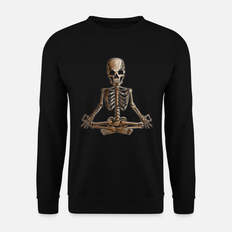 Skelett Meditation Yoga Feiertag Halloween Design - Unisex Pullover - Schwarz