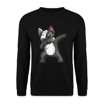 Dabbing Französische Bulldoge Hunde Dab Haustier - Unisex Pullover - Schwarz - Vorne - Alina (178cm) & Michal (187cm)