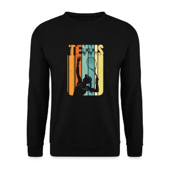 Tennisspiel Spielerin Vintage Tennisoutfit Tennis - Unisex Pullover - Schwarz - Vorne - Alina (178cm) & Michal (187cm)