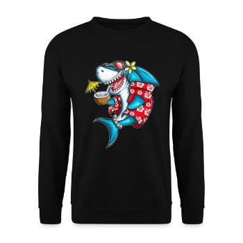 Lustiger Haifische Urlaub Strand Meer Hai Fan - Unisex Pullover - Schwarz - Vorne - Alina (178cm) & Michal (187cm)