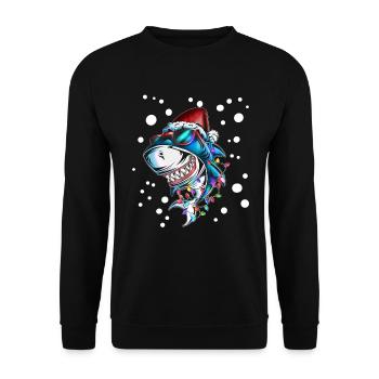 Shark Christmas Outfit Sunglasses Christmas Hat - Unisex Sweatshirt - black - Front - Alina (178cm) & Michal (187cm)