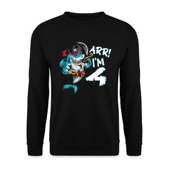 Birthday four year old shark pirate costume ARR I'm 4 - Unisex Sweatshirt - black - Front - Alina (178cm) & Michal (187cm)