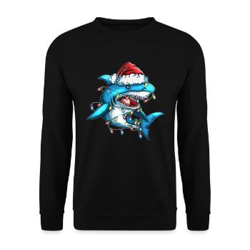 Christmas Tree Shark Christmas Cap Light Decoration - Unisex Sweatshirt - black - Front - Alina (178cm) & Michal (187cm)
