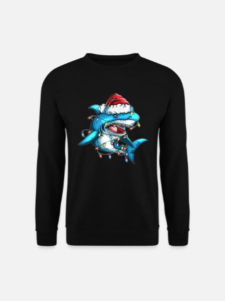 Arbre de Noël Requin Casquette de Noël Décoration lumineuse - Sweat-shirt Unisexe - noir