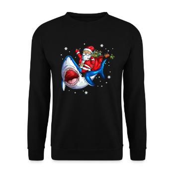 Père Noël avec Shark Bring Gifts X Mas Shark - Sweat-shirt Unisexe - noir - Devant - Alina (178cm) & Michal (187cm)