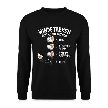 Schafe Windstärke Nix Shiet Wetter lustiges Schaf - Unisex Pullover - Schwarz - Vorne - Alina (178cm) & Michal (187cm)