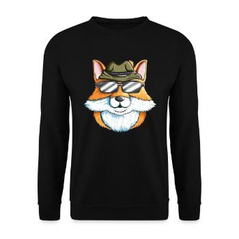 Fox Hunter Motif Treibjagt Füchse mit Jägerhut - Sweat-shirt Unisexe - noir - Devant - Alina (178cm) & Michal (187cm)