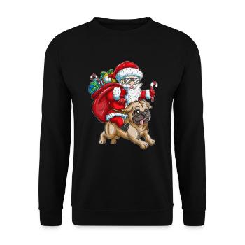 Pug Santa Claus with gifts Christmas - Unisex Sweatshirt - black - Front - Alina (178cm) & Michal (187cm)