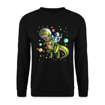 Dinosaure T-Rex Astronaute Space Dino - Sweat-shirt Unisexe - noir - Devant - Alina (178cm) & Michal (187cm)