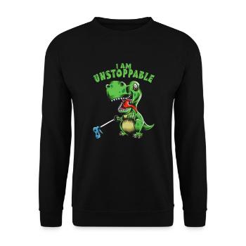 I Am Unstoppable Dino Fan T Rex Kids Dinosaur - Unisex Sweatshirt - black - Front - Alina (178cm) & Michal (187cm)
