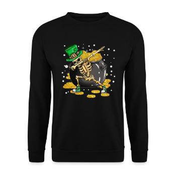 Witziges Goldtopf Feiertag St Patricks Day Dabbing - Unisex Pullover - Schwarz - Vorne - Alina (178cm) & Michal (187cm)