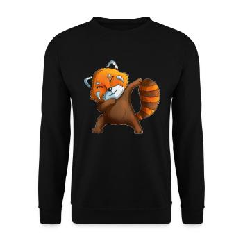 Roter Panda macht Dab Red Pandas Pandabär Kostüm - Unisex Pullover - Schwarz - Vorne - Alina (178cm) & Michal (187cm)