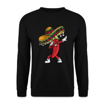 Jalapeño Dab Dabbing Sombrero Mexico Design Kids - Unisex Pullover - Schwarz - Vorne - Alina (178cm) & Michal (187cm)