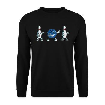 Bowling Fan Bowling Pin Bowlingkugel machten Dab - Unisex Pullover - Schwarz - Vorne - Alina (178cm) & Michal (187cm)