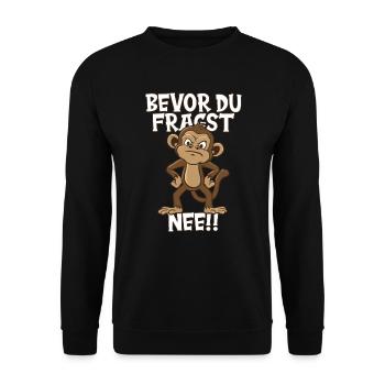 Sage nein Witziger Affe mit Spruch Kleidung Äffche - Unisex Pullover - Schwarz - Vorne - Alina (178cm) & Michal (187cm)