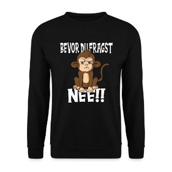 Sag bevor du fragst nee Affenoutfit Affenliebhaber - Unisex Pullover - Schwarz - Vorne - Alina (178cm) & Michal (187cm)