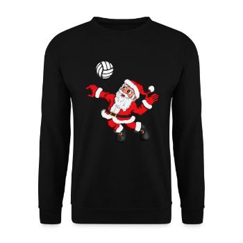 Xmas Weihnachten Weihnachtszeit Volleyball Motiv - Unisex Pullover - Schwarz - Vorne - Alina (178cm) & Michal (187cm)