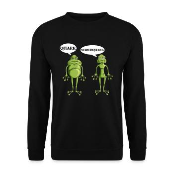 Lustiges Forsch Frösche Quark Magerquark Wortwitz - Unisex Pullover - Schwarz - Vorne - Alina (178cm) & Michal (187cm)